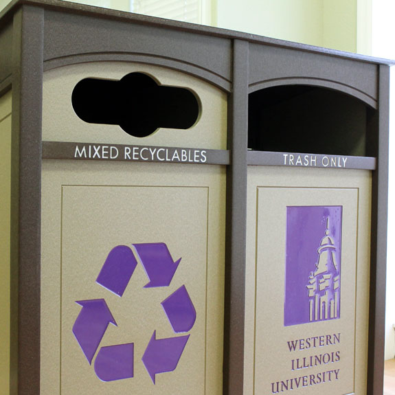 university recycling bins